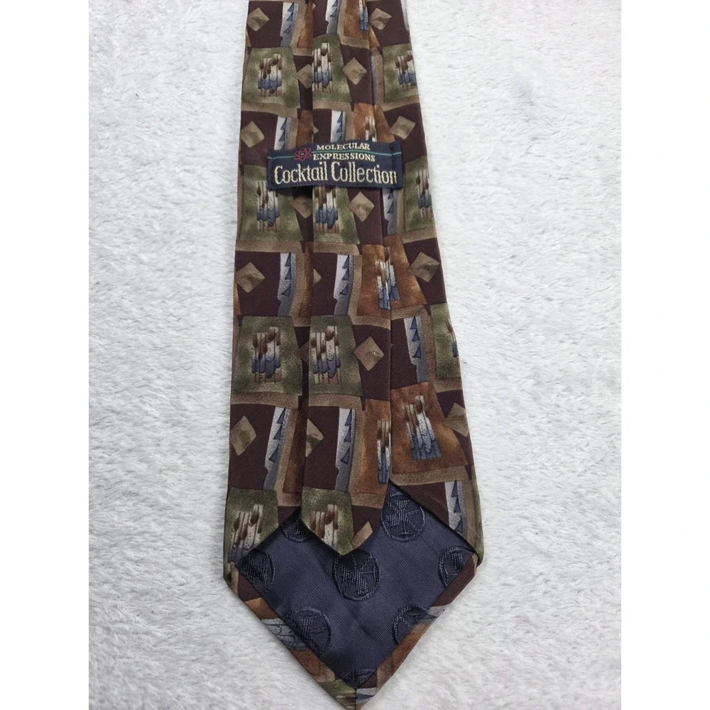 Vintage 90s Molecular Expressions Cocktail Collection Silk Tie Abstract Geometri
